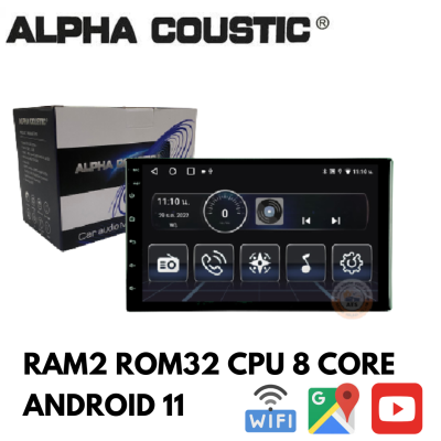 จอแอนดรอย 7นิ้ว ยี่ห้อ Alpha Coustic Ram2 Rom32 CPU8 Core เครื่องเสียงติดรถยนต์ระบบแอนดรอย แยก2หน้าจอได้