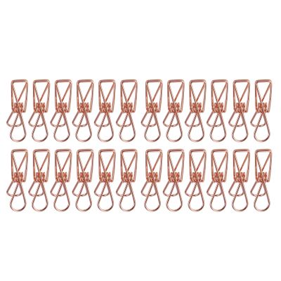 Pack of 25 Rose Gold Small Metal Clips - Multi-Purpose Clothesline Utility Clips