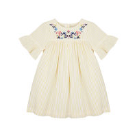 ชุดเดรสเด็กผู้หญิง Mothercare yellow seersucker embroidered dress YC693