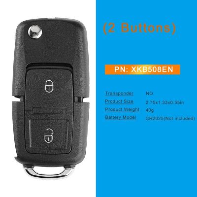 For Xhorse XKB508EN Universal Remote Key 2 Button Fob for VW B5 Style for VVDI Key Tool