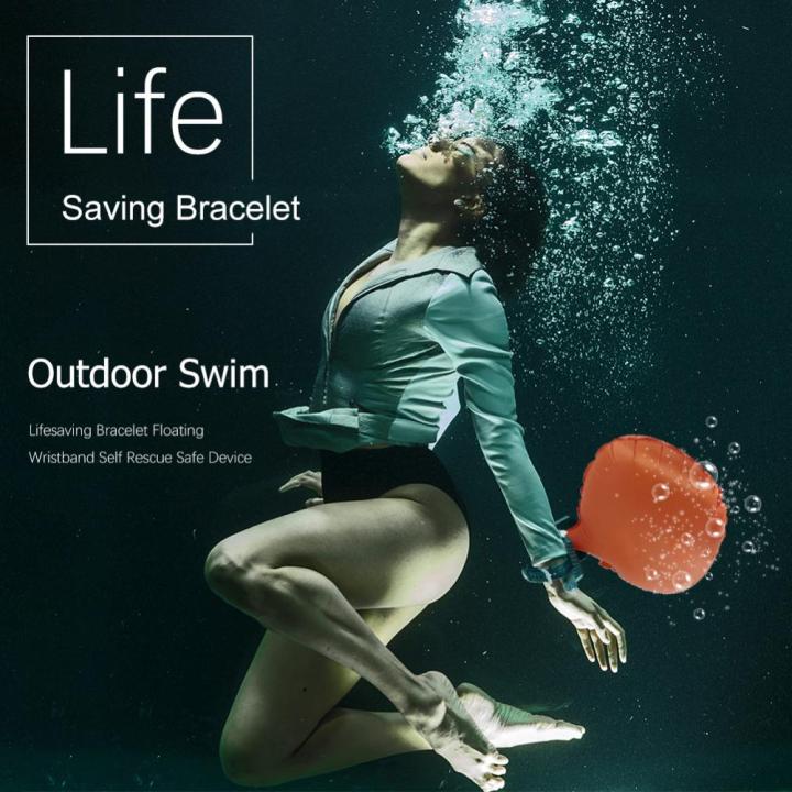 สร้อยข้อมือช่วยชีวิตว่ายน้ำกลางแจ้งสายรัดข้อมือลอยน้ำอุปกรณ์ช่วยชีวิตด้วยตนเองปลอดภัย