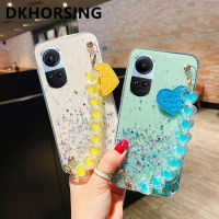 DKHORSING เคสโทรศัพท์แบบใสกลิตเตอร์สำหรับ OPPO Reno 10 / Reno 10 Pro / Reno 10 Pro + ปลอกอ่อนซิลิโคนหรูหรา Oppo Reno10 5G เลื่อมคริสตัล Bling Star Cover RENO 10Pro Plus พร้อมสร้อยข้อมือที่สวยงาม