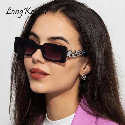 Small Rectangle Sunglasses for Women Men Punk Brand Designer Hollow Flame Fashion Small Frame Sun Glasses Uv400 Cool 2023Eyewear