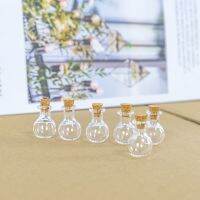 【YP】 3ml Small Transparent Glass Ornaments Round Bottle with Lid Crafts Perfume Wishing Sub Vials 10Pcs