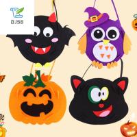 GJ56 ผ้าไม่ทอ ถุงขนมฮาโลวีนแบบทำมือ ค้างคาวผีผี แบบพกพาได้ DIY Trick or treat BAG มอนเตสซอรี่ กระเป๋าถือแบบถือ อนุบาลอนุบาล