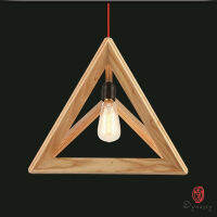 Triangle Oak Pendant Light Art Decorative Wooden Hanging Lamp LED Southeast Asia Style Restaurant Cafe Foyer Fixture Dynasty