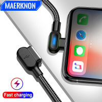 90 Darjah Mikro USB Kabel Cepat Mengecas Jenis C Kabel Data dengan สายค่าโทรศัพท์ไฟ LED สำหรับ Samsung Xiaomi USB C Kabel