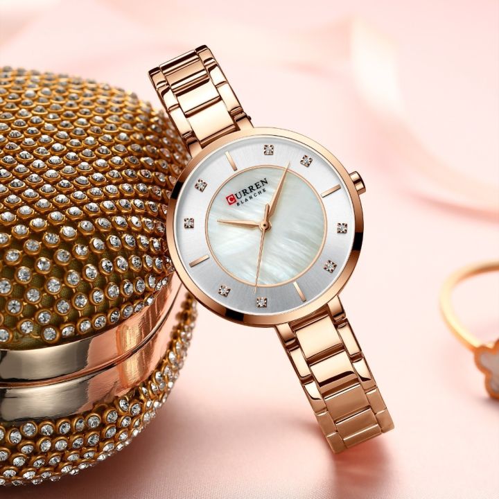curren-นาฬิกาควอทซ์สำหรับผู้หญิง-นาฬิกาควอทซ์แฟชั่นเรียบง่ายเรียบง่ายทองคำสีกุหลาบ-สีฟ้า-สีทอง-สีชมพูเงิน-สีทอง-สีทอง-สีเงินผู้หญิงของขวัญเวลา