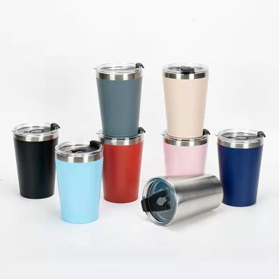 ✴✑  European and new 12OZ double-layer vacuum car cup thermal insulation cold straw 304 stainless steel creative ice