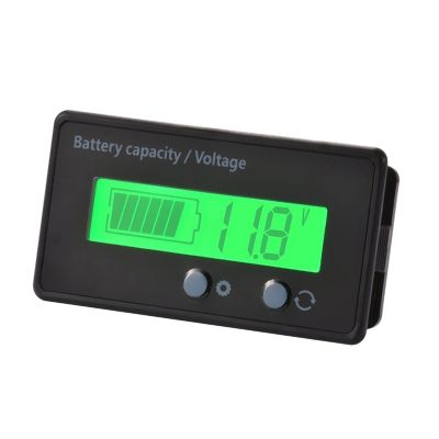 Lcd Battery Capacity Monitor Gauge Meter,Waterproof 12V/24V/36V/48V Lead Acid Battery Status Indicator,Lithium Battery Capacity Tester Voltage Meter Monitor Green Backlight