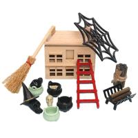 Miniature Halloween Village Accessories Miniature Wooden Kit for Adults Wooden Mini Doll House Accessories with Furniture for Kids Boys Girls Children great gift