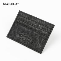 Dompet kartu kredit pria dan wanita dompet saku depan ramping minimalis pelindung kartu kulit asli 7 slot kartu