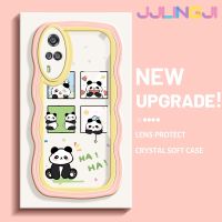 Jlingji เคสสำหรับ VIVO Y51 2020 Y31 2021 Y51A 2021 Y53s Y33เคสรูปแพนด้าน่ารักขอบคลื่นสีคลื่น TPU ใสนุ่มกันกระแทกเคสกล้องที่สร้างสรรค์ทนต่อการสึกหรอซิลิกาเจลฝาครอบป้องกัน