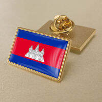 Rectangle 25x15mm Cambodian Countries National of Flag the Crystal Badges Gel All Drop in Badge World Brooch Flag