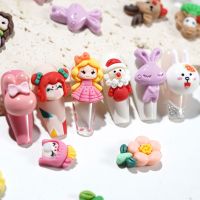 ดอกไม้น่ารักสัตว์น่ารักงานฝีมือ DIY สำหรับสาวๆผู้หญิงกระต่าย3D เล็บการตกแต่งศิลปะการ์ตูนเล็บมีเสน่ห์อุปกรณ์ทำเล็บจี้เรซิ่น