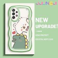 Jjlingji เคสโทรศัพท์ลายปลอกสำหรับ Samsung กาแลคซี A52s 5G A52 4G A52 5G เคสลายไดโนเสาร์ดีไซน์ใหม่ครีมเวฟขอบเคสโปร่งใสลายกล้องถ่ายรูปเคสมือถือกันกระแทกแบบใสเรียบง่ายอ่อนโยนป้องกัน