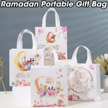 2 Large White GoldTeal Mosque Eid  Ramadan Gift Bags  Cazaar