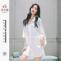 TNS837 2021 Nightdress ผู้หญิงฤดูร้อนน้ำแข็งผ้าไหมเซ็กซี่บางสไตล์แฟนเสื้ออินเทอร์เน็ตคนดังฤดูใบไม้ผลิและฤดูใบไม้ผลิเลียนแบบชุดนอนผ้าไหม