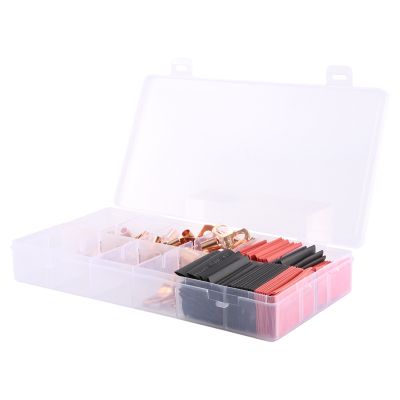 150 Pcs Copper Wire Terminal Connectors, AWG 2 4 6 8 10 12 Ring Lug Kit with 70 Pcs Heat Shrink 80Pcs Battery Cable Lugs