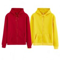 卐№□ Real shot of the new autumn and winter Korean version of the zipper hooded sweater plus velvet thickening male and female student uniform couple outfit C