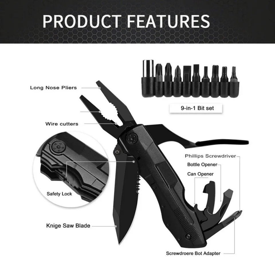 Generic KINGMAX Pocket Knife,Multitool Tactical Knife with Blade,Saw,  Plier, Screwdriver, Bottle Opener,Folding Knife Built with Full S