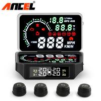 Ancel OBD2รถ HUD TPMS ยางความดันการตรวจสอบวินิจฉัยความเร็วอุณหภูมิระยะทางการบริโภคน้ำมันเชื้อเพลิง OBD2ขับรถคอมพิวเตอร์