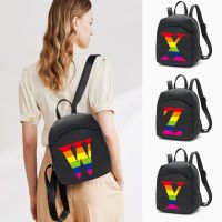 Fashion Rainbow Letter Print Women Backpack Mini Soft Touch Multi-Function Small Backpack Female Ladies Shoulder Bag Girl Purse 【AUG】