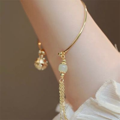 Rinhoo Fashion Lucky Transshipment Bead Bell Tassel Bracelet For Women Girl Retro Ethnic Wind Jasper Bracelets Jewelry Gifts