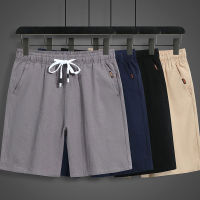 กางเกงขาสั้นผช Men Shorts Cotton Llinen Casual Short Pants Summer Drawstring Cropped Shorts with Back Pocket