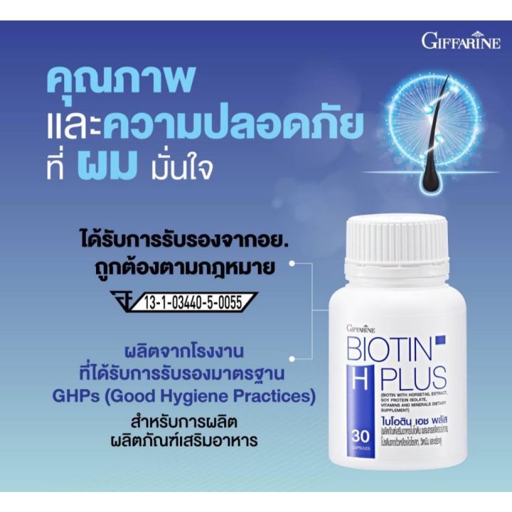 ส่งฟรี-ไบโอติน-เอช-พลัส-ลดโอกาสผมขาดหลุดร่วง-เพิ่มโอกาสผมงอกใหม่-biotin-h-plus-giffarine