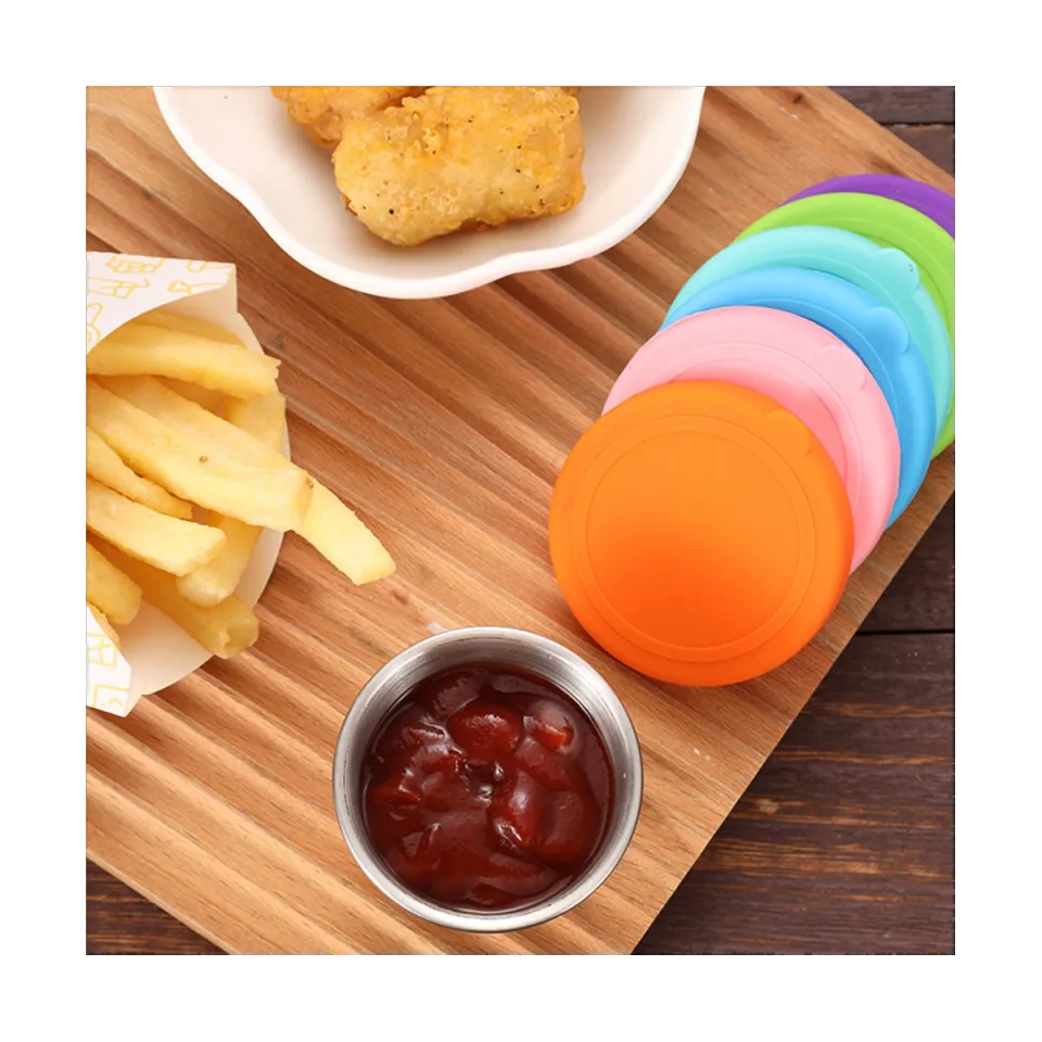 6 Pieces 70Ml Diameter Metal Nesting Bowls Better Breader Shaker Bowl with  Colorful Airtight Lids Non-Slip Bottoms