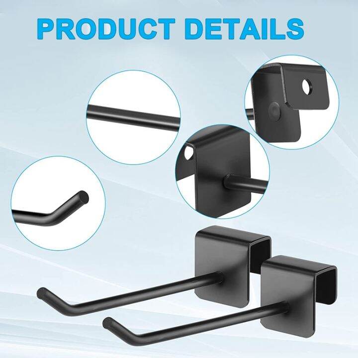 48-pcs-4-inch-black-metal-panel-hook-hanger-square-tube-slatwall-hooks-cubicle-coat-hook-peg-hooks