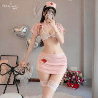 Shuoyao Sexy Lingerie Female Sexy See-Through Three-Point Temptation Lace Skirt Bed Teasing Nurse Suit 1138