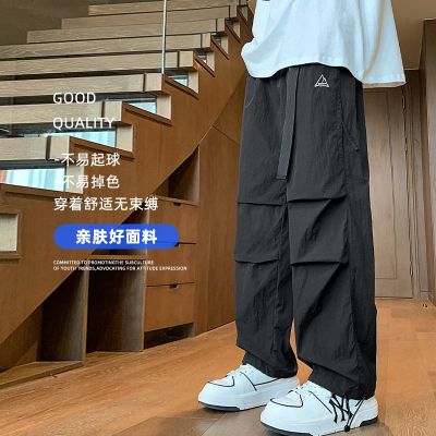 ▣✟ Pants mens autumn trendy brand loose overalls ins all-match straight sports paratrooper pants drawstring assault casual pants