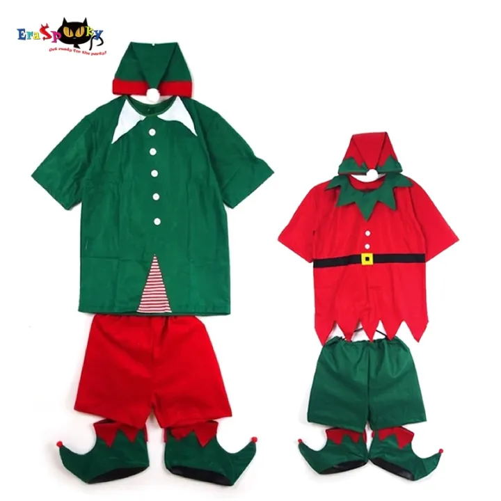 Eraspooky Simple New Year Clothes Adult Kids Christmas Elf Cosplay ...