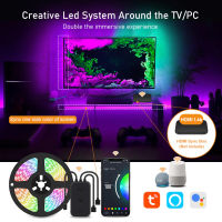 Tuya Smart Sync Led Light Strip Kit 5050 RGBW RGBWW Flexible Ribbon WiFi 12V Led Lights Works With AlexaHDMI Ambient Box