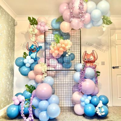 103ชิ้นพวงมาลัยชุดโค้ง Lilo Stitch ฟอยล์ฮีเลียมบอลลูนอาบน้ำทารกของตกแต่งงานปาร์ตี้ของเล่นเป่าลมระเบิดลมรูปร่างลูกโลก