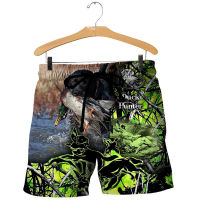 Summer casual mens shorts, beautiful duck hunting 3d printing, unisex belt pants, fashionable and comfortable stretch pants 650