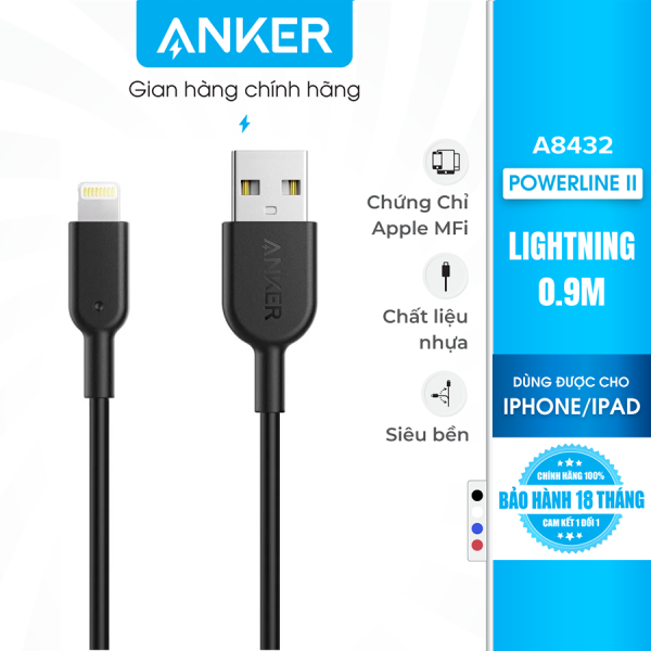 Cáp sạc thế hệ 2 Anker PowerLine II Lightning dài 0.9m cho iPhone iPad – A8432