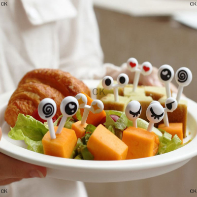 CK 10ชิ้น/เซ็ต MINI plugs CUTE Cartoon Eyes Kawaii อาหารกลางวัน Bento BOX อาหารผลไม้ส้อม