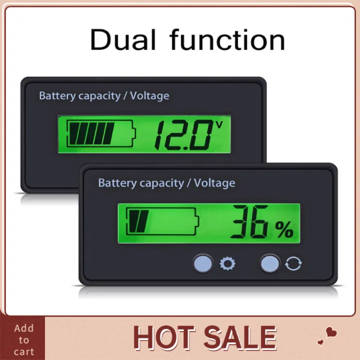 Brsneffie Lcd Display Backlit Universal Battery Capacity Voltage Meter Tester Voltmeter Monitor 4871