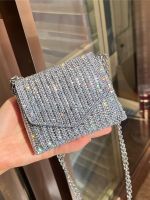 Super sparkly full diamond small square bag 2023 new rhinestone shoulder crossbody womens bag trendy fashion internet celebrity crossbody bag 【JYUE】