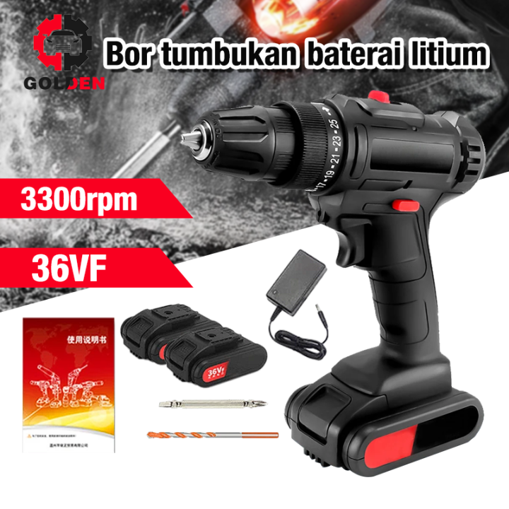 36VF Bor Baterai Bor Dampak Mesin Bor Cordless Bor Listrik Beton Besi ...