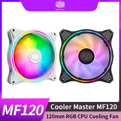 J76คูลเลอร์ Master MF120 HALO 12Cm แอดเดรส5V/3PIN A พัดลม RGB เคสคอมพิวเตอร์ PWM เงียบพัดลมทำความเย็นน้ำเย็นพัดลมซีพียูพัดลม RGB