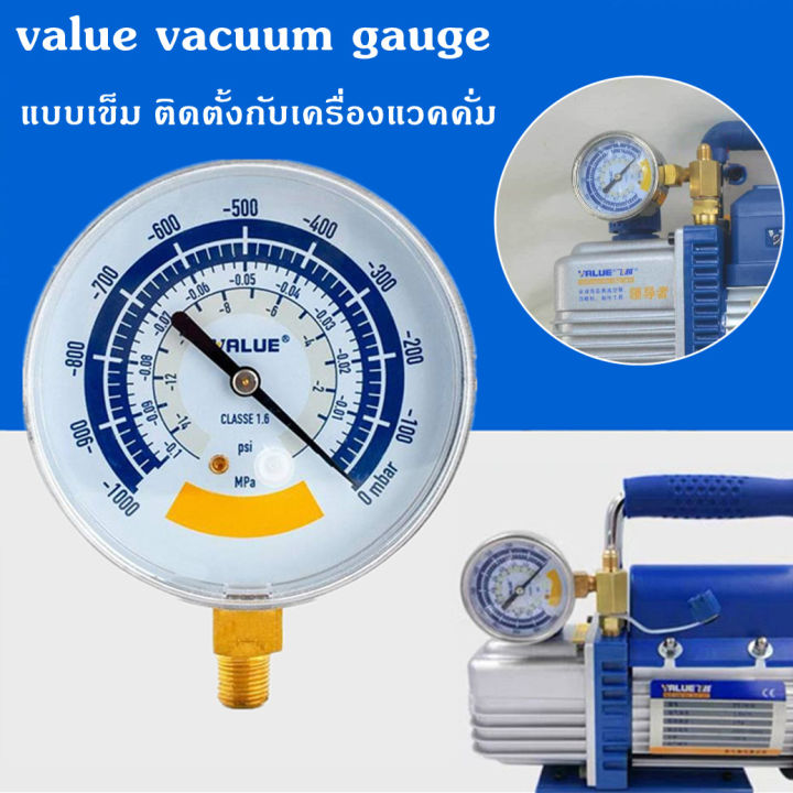 ไมครอนเกจ-เกจวัดแรงดัน-vacuum-gauge-value-แบบเข็ม-เกจวัดสูญญากาศ-เกจลมดูด-เกจปั๊มลมเครื่องรีดนม-เกจแรงดันลบ-63mm