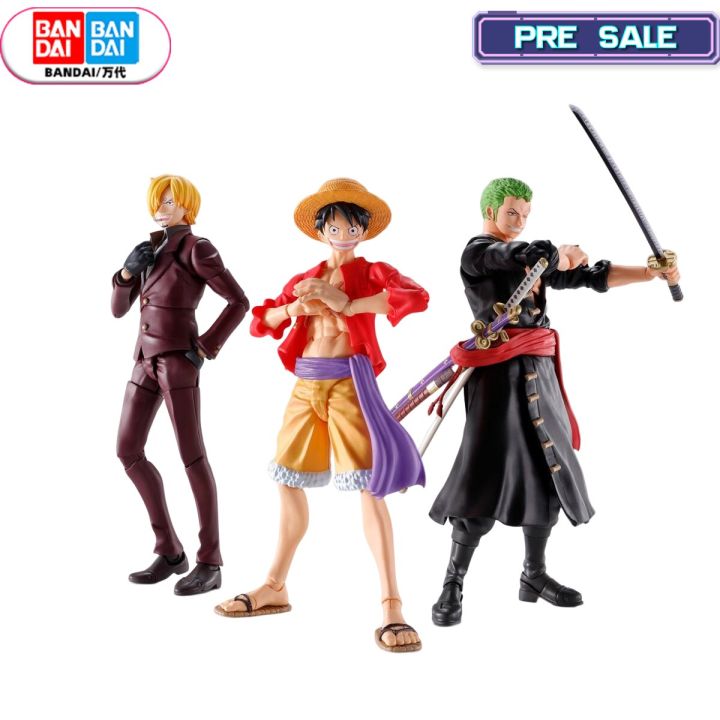 【authentic Authorization】bandai Original One Piece Shf Luffy Zoro Sanji Anime Figures Action