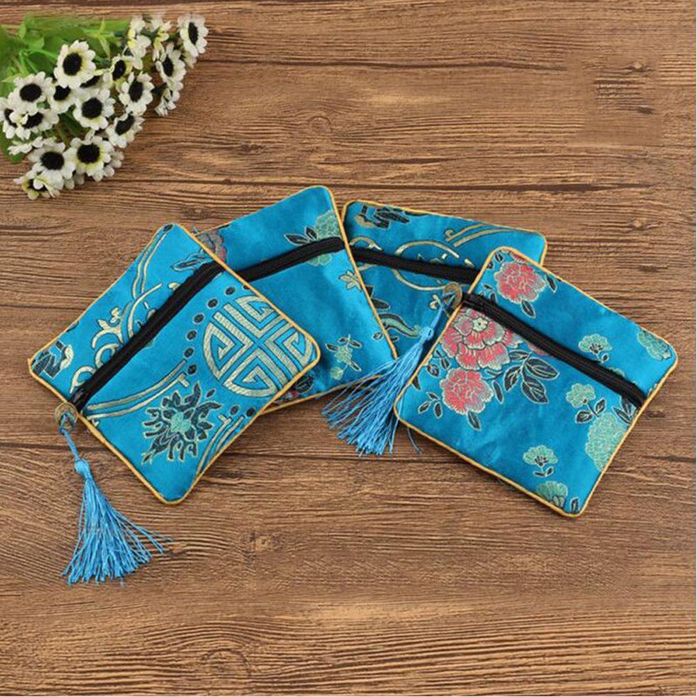 Zipper Brocade Tassel Buddhist Packaging Wallet Handbags Tips Bag Jewelery Bag 