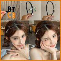 BTC3 สีดำสีดำ ที่คาดผมผูกโบว์ งานทำมือ โลหะสำหรับตกแต่ง ห่วงรัดผม อุปกรณ์เสริมผม แถบคาดศีรษะขั้นสูง สำหรับผู้หญิง