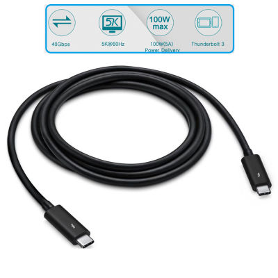 สายเคเบิล Thunderbolt 3 ของแท้ 2M 1.5M Certified Active Thunderbolt 3 Cable 40Gbps 100W PD ชาร์จความละเอียด 5K สำหรับ Apple MacBook Pro Mac mini Monitor ที่มีพอร์ต Thunderbolt 3/4 (ไม่ทำงานกับพอร์ต USB-C ที่ไม่มี Thunderbolt iCon)