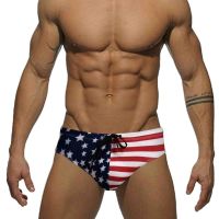 【TAKU Swimsuit】 American Flag ชุดว่ายน้ำบุรุษดาว Low Rise กางเกงว่ายน้ำกางเกงว่ายน้ำ USA Flag ชุดชั้นในเซ็กซี่บิกินี่ชายหาดชุดว่ายน้ำว่ายน้ำ Surf กางเกงขาสั้น